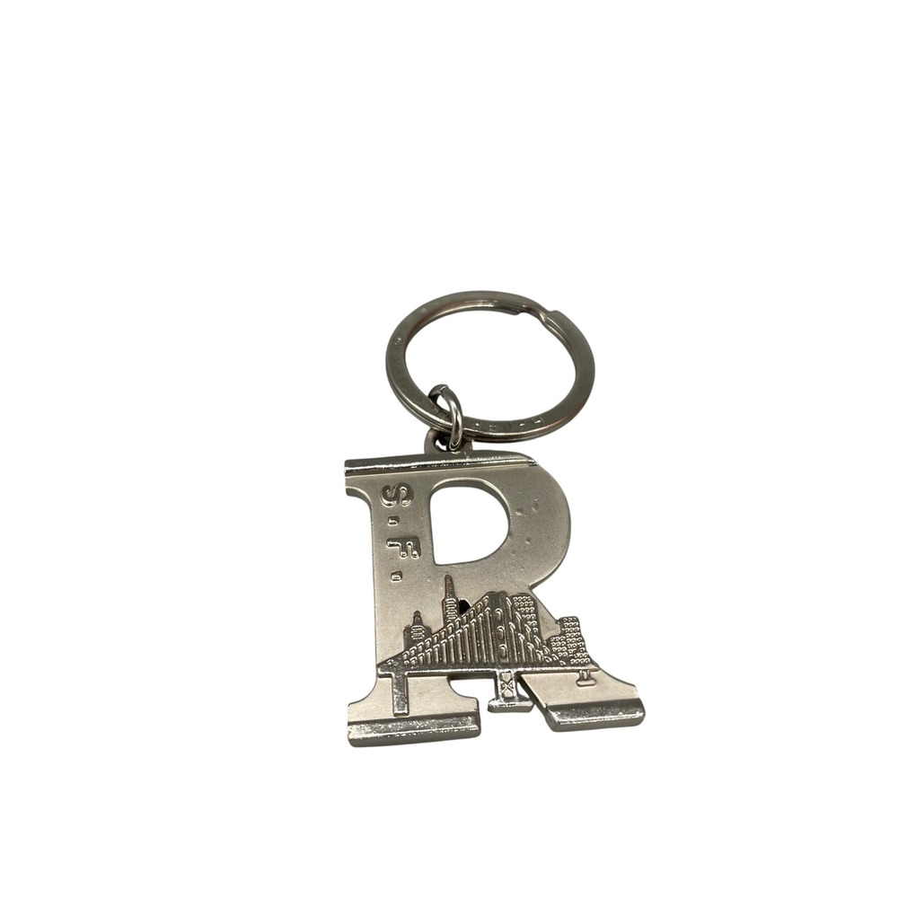 Vintage San Francisco SF Initial R Silver Tone Metal Skyline Bridge Keychain